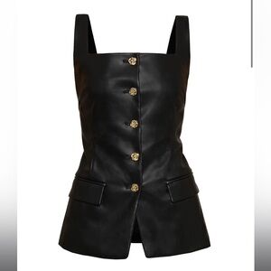 Black Leather Vest with Gold Buttons. Brand New Never Worn